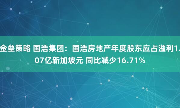 金垒策略 国浩集团：国浩房地产年度股东应占溢利1.07亿新加坡元 同比减少16.71%