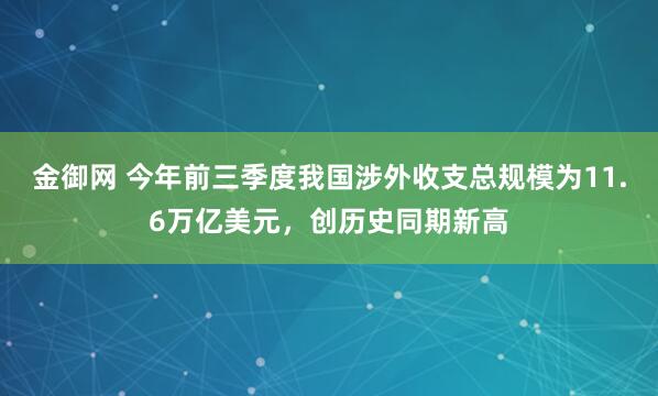 金御网 今年前三季度我国涉外收支总规模为11.6万亿美元，创历史同期新高
